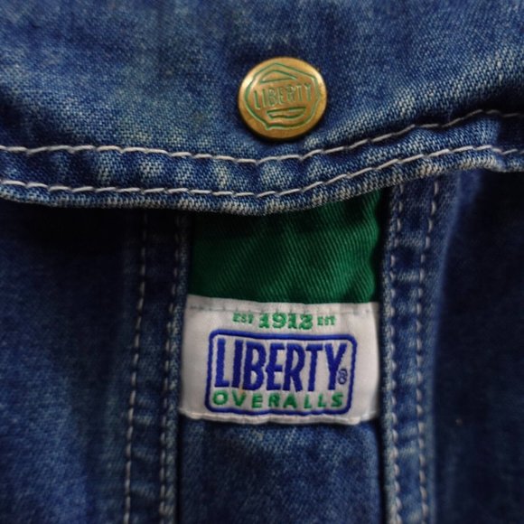VINTAGE Liberty Overalls 36 Blue Denim Dungarees 90s Carpenter‎ Barn Work 36x29 - Picture 2 of 14